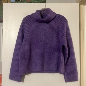 Elena Wang purple shaker knit cowl neck sweater. Super soft. Super warm.